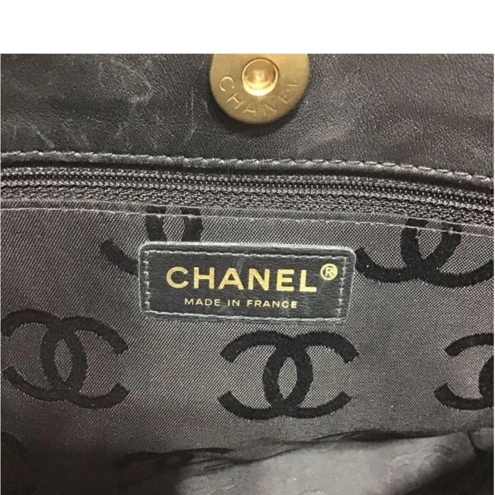 CHANEL Black Leather Quilted Wild Stitch Tote/Shoulder Bag Vintage